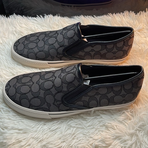 🖤Coach Men's Black Signature Jacquard Slip On Skate Sneaker (C8958) - Picture 3 of 13